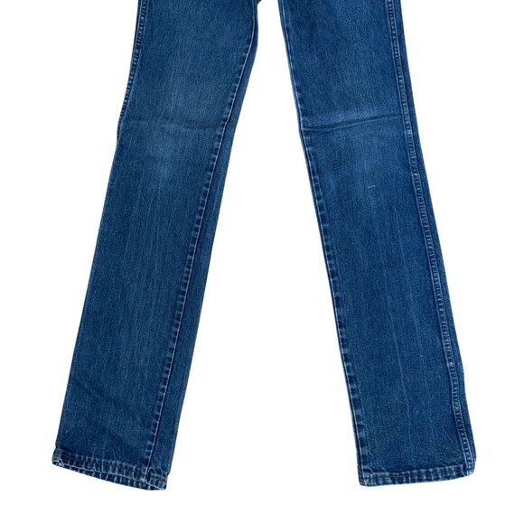Wrangler 936DEN Mens Jeans 32 37 Tall Straight Leg Medium Wash Blue Logo Western - Picture 4 of 8
